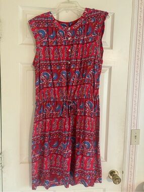 LOFT Red Floral Paisley Print Dress